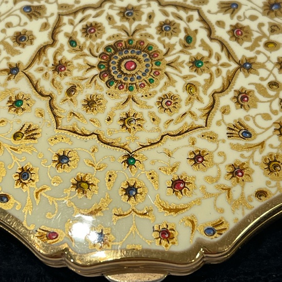 Vintage Stratton England Gold Enamel Face Powder Compact with Mirror - Picture 2 of 14